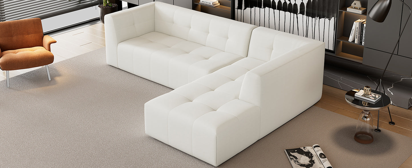 Juego de sofás modulares para sala de estar, 112,2 x 74 pulgadas, sofá minimalista moderno, sofá cama tapizado para sala de estar, dormitorio, combinación de 2 piezas sin computadora, en forma de L, beige