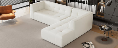 Juego de sofás modulares para sala de estar, 112,2 x 74 pulgadas, sofá minimalista moderno, sofá cama tapizado para sala de estar, dormitorio, combinación de 2 piezas sin computadora, en forma de L, beige