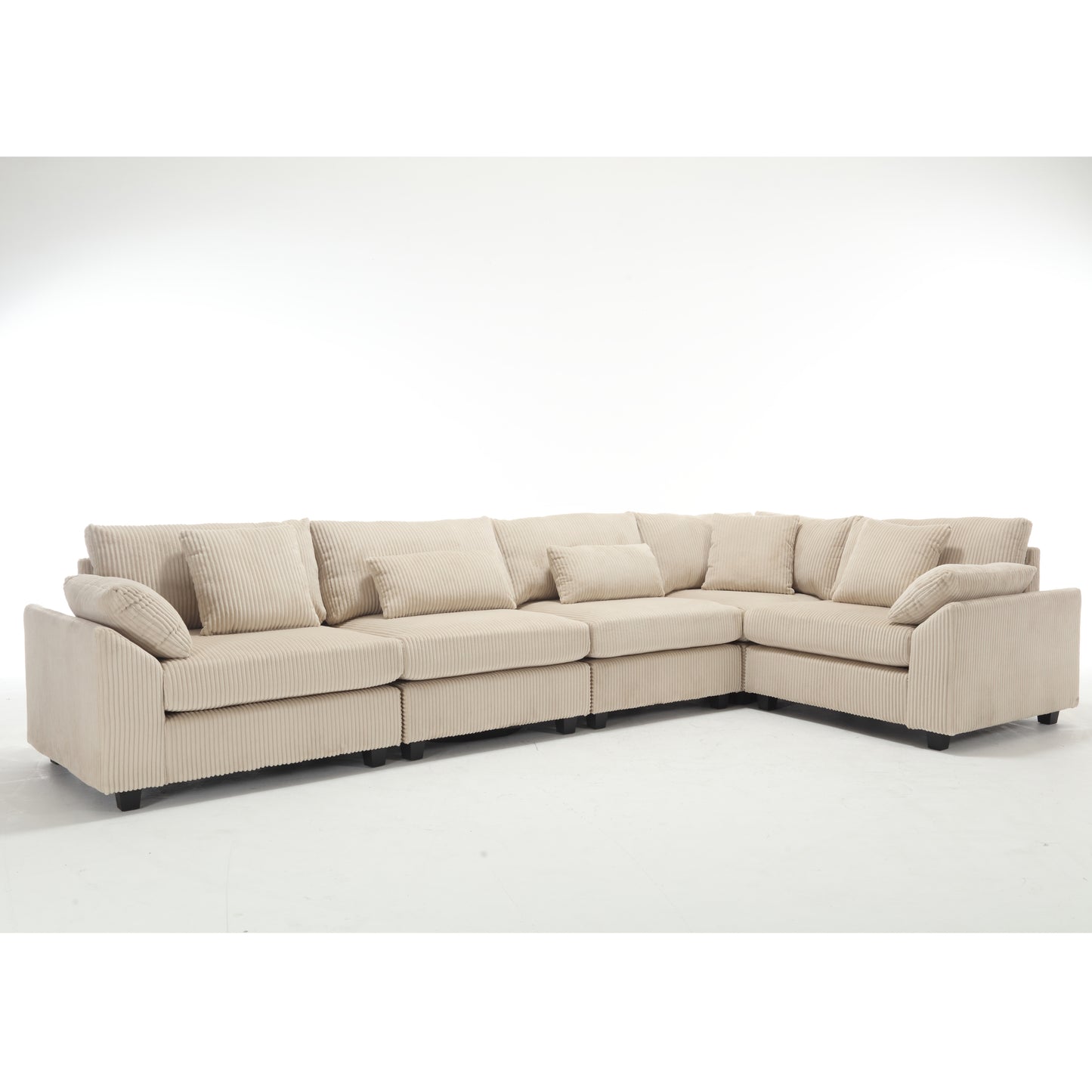 Oversized Modular Sectional Sofa, Convertible Sectional Sofa, Corduroy for Living Room, Beige