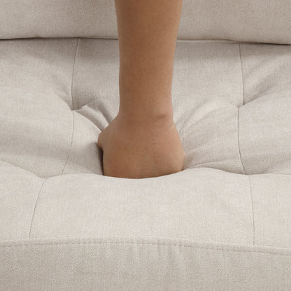 Sofá seccional extragrande de 117.3" en forma de U, sofá cama extraíble con dos cojines para sala de estar, color beige