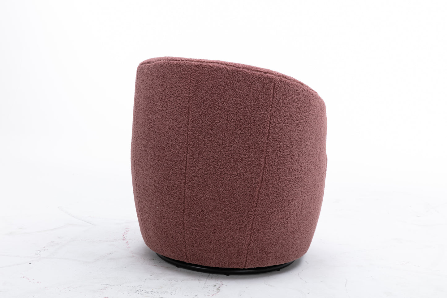 Teddy Fabric Swivel Accent Armchair Barrel Chair With Black Powder Coating Metal Ring,Dark Red
