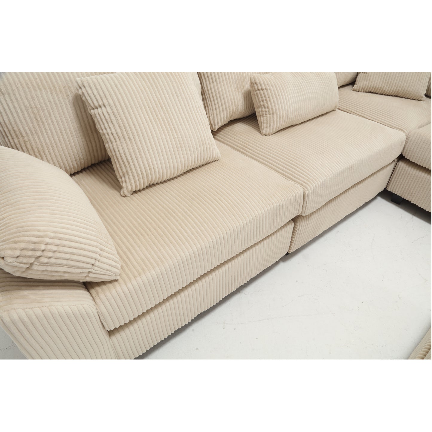 Oversized Modular Sectional Sofa, Convertible Sectional Sofa, Corduroy for Living Room, Beige