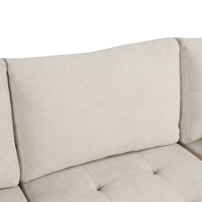 Sofá seccional extragrande de 117.3" en forma de U, sofá cama extraíble con dos cojines para sala de estar, color beige