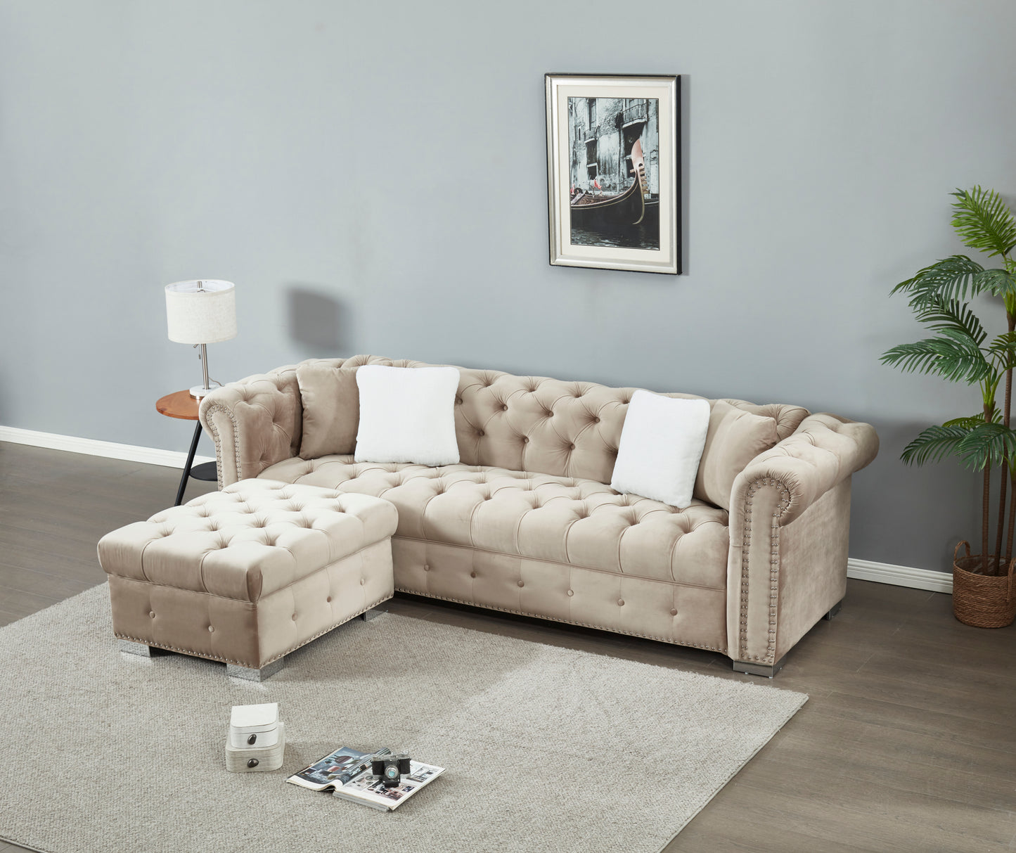 Reversible Sectional Sofa 4 Seater Oversized Convertible L Shaped Couch Velvet Sofa couch