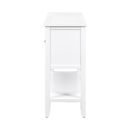 TREXM Cambridge Series  Ample Storage Vintage Console Table with Four Small Drawers and Bottom Shelf for Living Rooms, Entrances and Kitchens (White, OLD SKU: WF190263AAA)