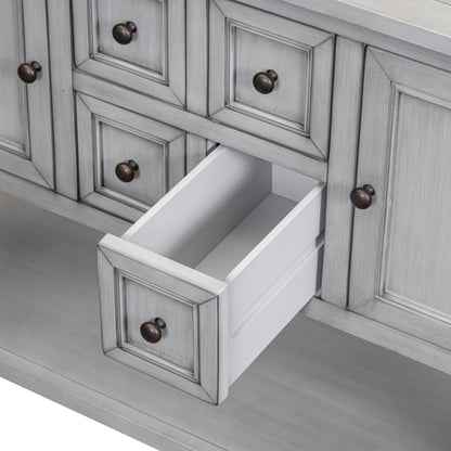 TREXM Cambridge Series  Ample Storage Vintage Console Table with Four Small Drawers and Bottom Shelf for Living Rooms, Entrances and Kitchens (Antique Gray, OLD SKU: WF190263AAE)