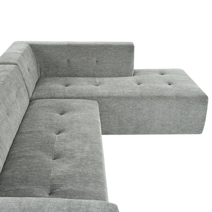 Juego de sofás modulares para sala de estar, 112,2 x 74 pulgadas, sofá minimalista moderno, sofá cama tapizado para sala de estar, dormitorio, combinación de 2 piezas sin computadora, en forma de L, gris claro