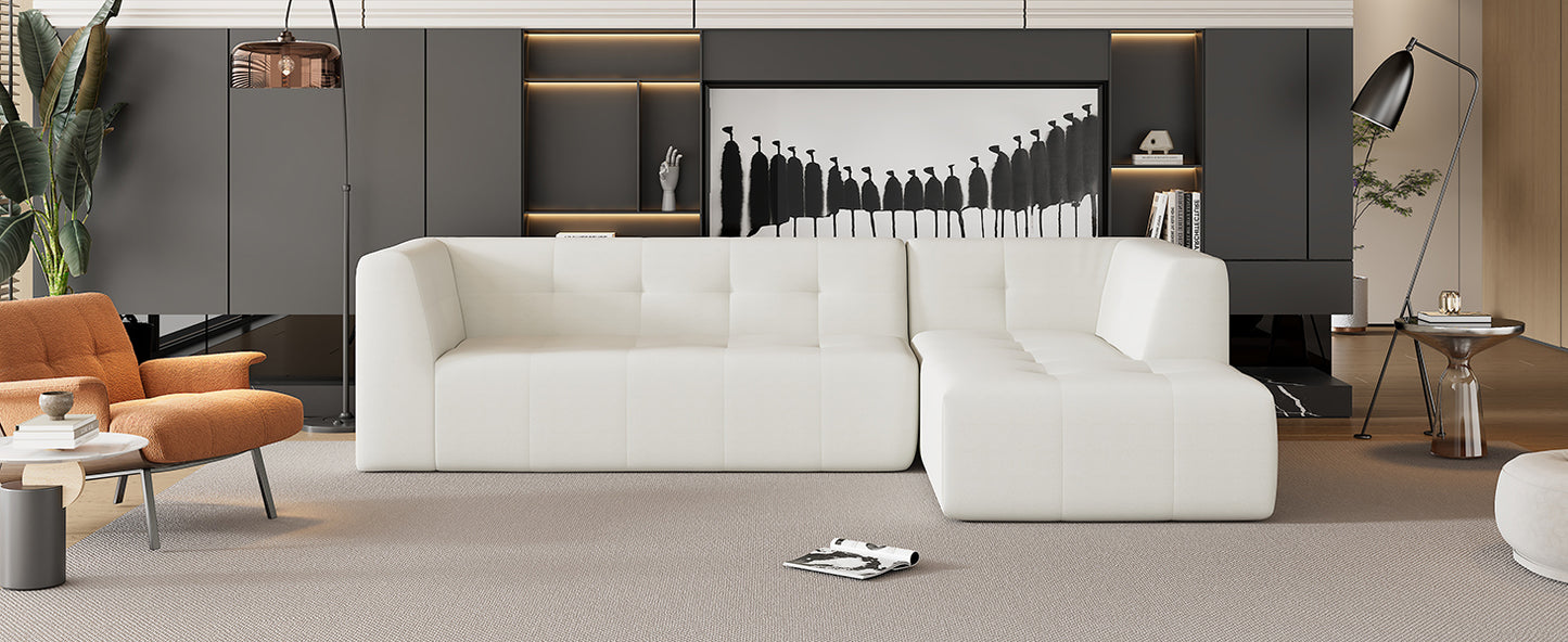 Juego de sofás modulares para sala de estar, 112,2 x 74 pulgadas, sofá minimalista moderno, sofá cama tapizado para sala de estar, dormitorio, combinación de 2 piezas sin computadora, en forma de L, beige