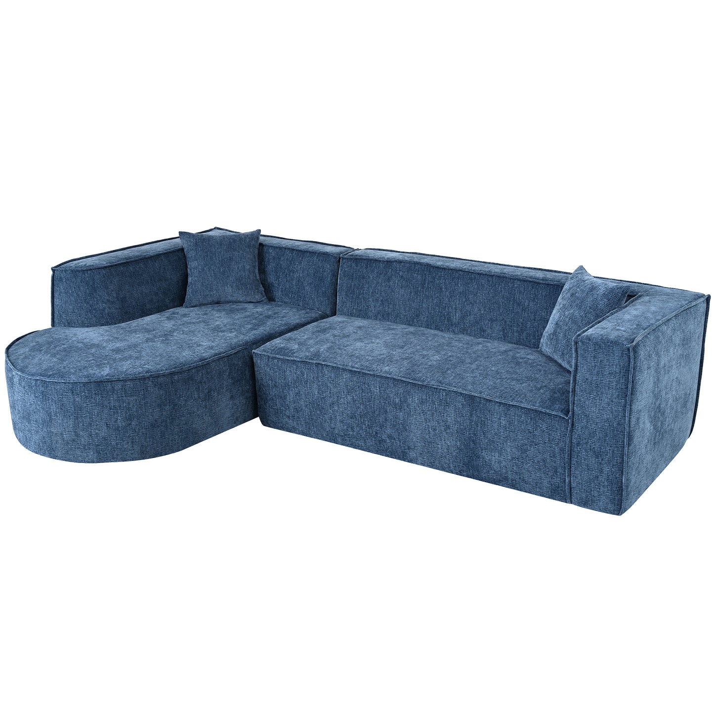 U_Style Modern Style Sectional Sofa,Sponge Sectional Sofa Couch,Modular L-Shape Sofa Couch with Elegant curved design and luxurious chenille fabric,two throw pillows,for Living Room, Study