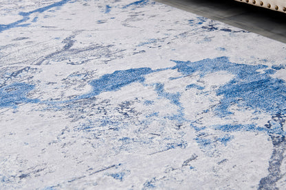 Alfombra de área súper suave lavable a máquina, diseño abstracto, color azul plateado (1,83 m x 1,22 m) de la colección ZARA