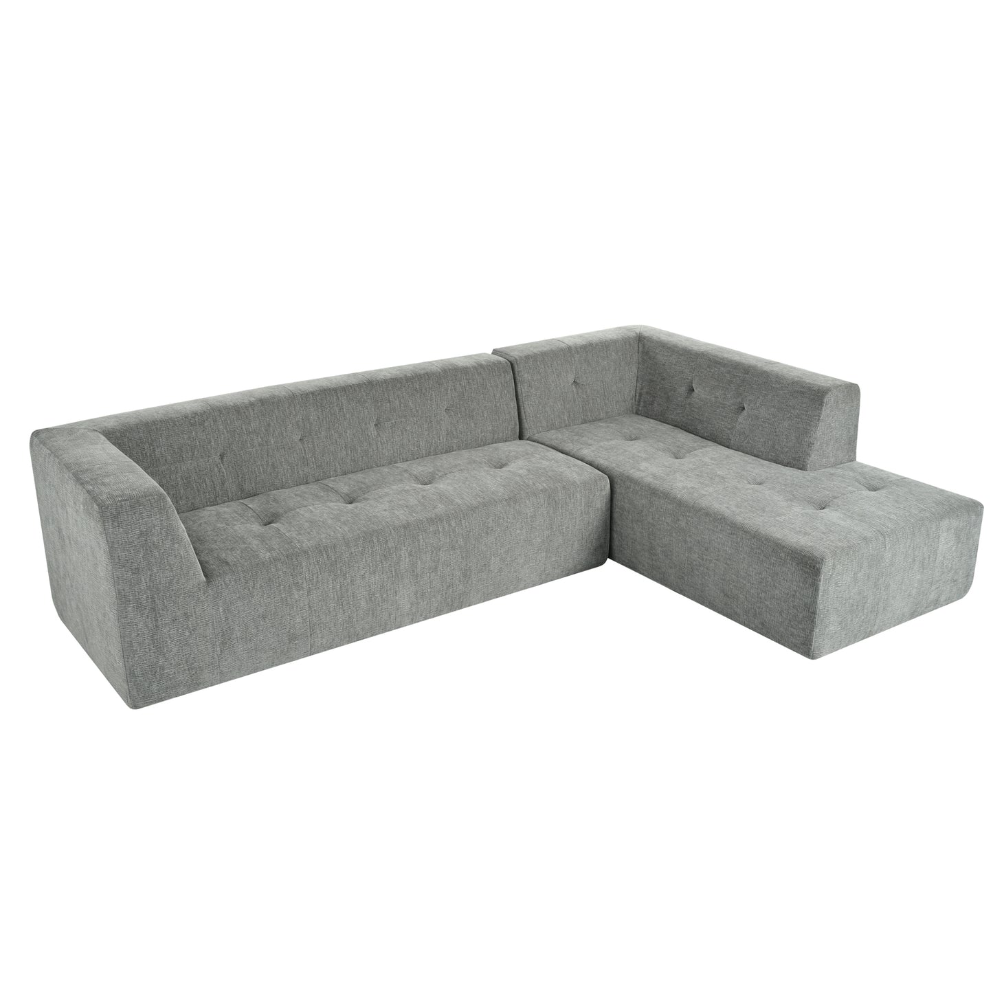 Juego de sofás modulares para sala de estar, 112,2 x 74 pulgadas, sofá minimalista moderno, sofá cama tapizado para sala de estar, dormitorio, combinación de 2 piezas sin computadora, en forma de L, gris claro