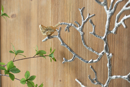 17x5.5x22" Metal Branch Wall Sculptures with Bird Accents, Set of 2