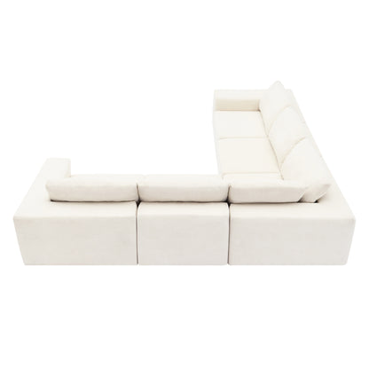 Sofá modular seccional en forma de L de 116 x 116 pulgadas, juego de sofá de piso de lujo, muebles de interior tapizados, sofá de espuma comprimida para sala de estar y dormitorio, combinación de 5 piezas, 3 colores