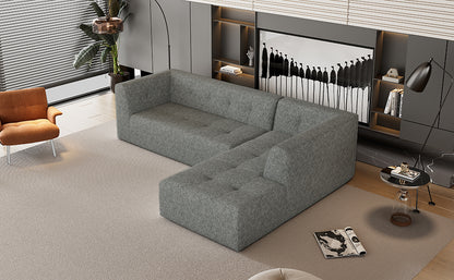 Juego de sofás modulares para sala de estar, 112,2 x 74 pulgadas, sofá minimalista moderno, sofá cama tapizado para sala de estar, dormitorio, combinación de 2 piezas sin computadora, en forma de L, gris claro