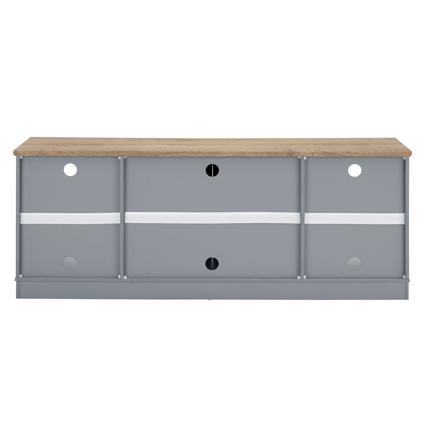 Modern Farmhouse TV Media Stand, Large Home Entertainment Console, for TV Up to 80'', with Open Shelves and Glass Door Cabinets, Light Blue and Light Oak, 70"W*15.55"D*26.85"H