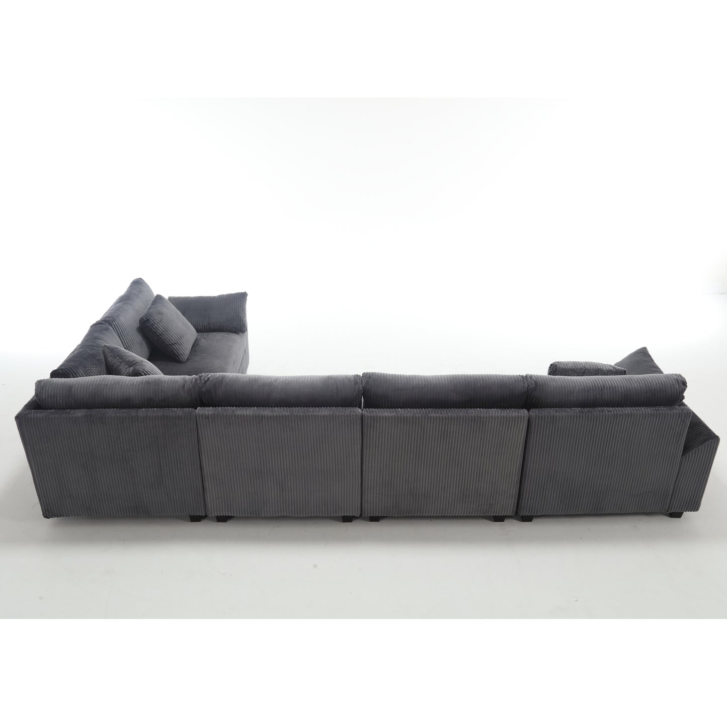 Oversized Modular Sectional Sofa Couches Set,Corduroy Upholstered Deep Seat Comfy Sofa for Living Room 5 Seat,Dark Gray