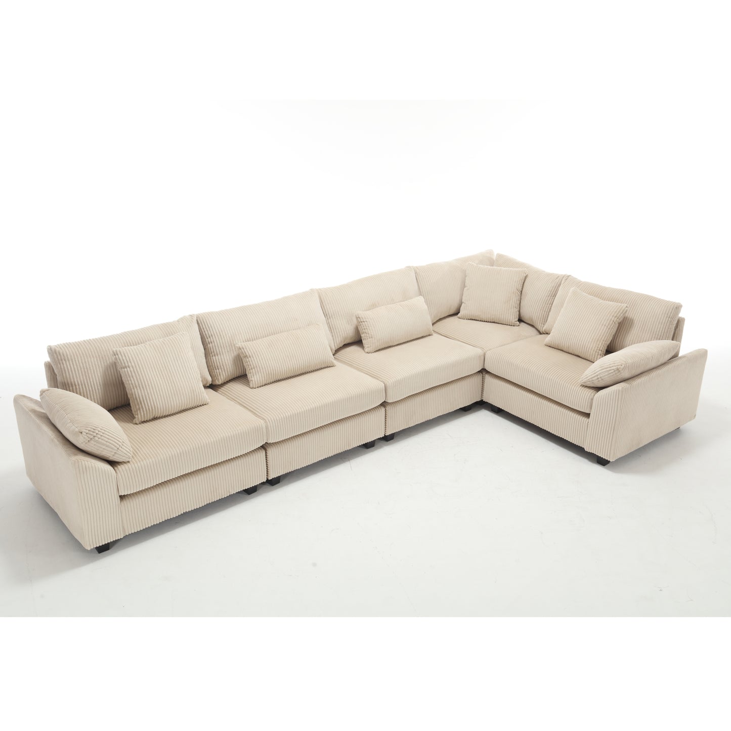 Oversized Modular Sectional Sofa, Convertible Sectional Sofa, Corduroy for Living Room, Beige