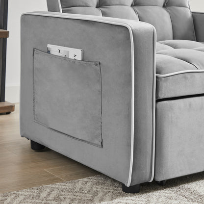Sofá cama tres en uno, sillón plegable, respaldo ajustable, reclinable, cama individual, moderno, para adultos, color gris