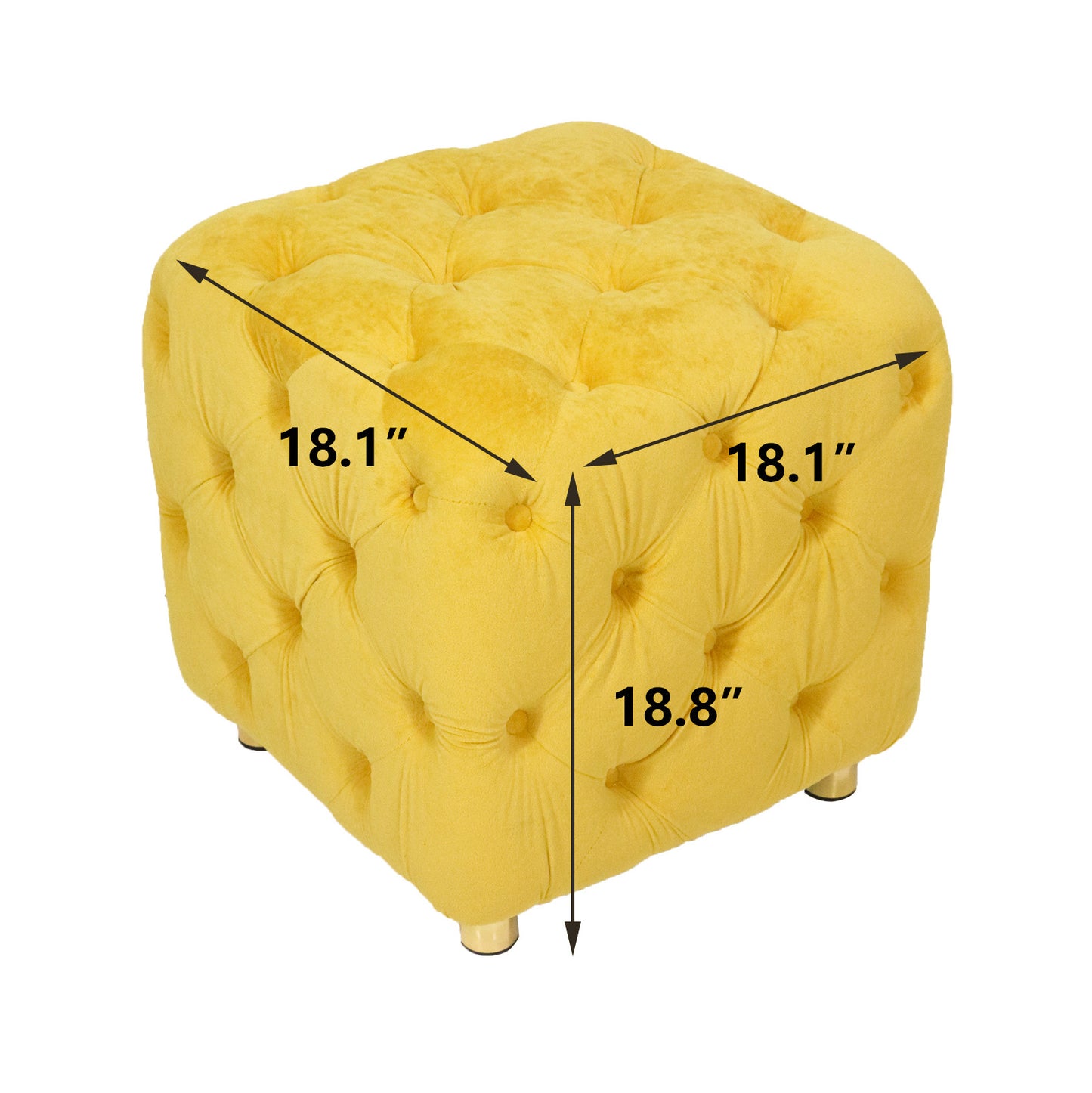 Otomana moderna tapizada en terciopelo amarillo, exquisita mesa auxiliar pequeña, reposapiés suave, tocador y silla de maquillaje, asiento cómodo para sala de estar, dormitorio y entrada.