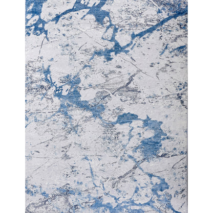 Alfombra de área súper suave lavable a máquina, diseño abstracto, color azul plateado (1,83 m x 1,22 m) de la colección ZARA