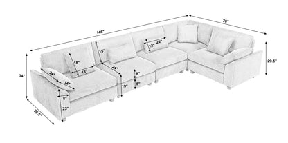 Oversized Modular Sectional Sofa, Convertible Sectional Sofa, Corduroy for Living Room, Beige