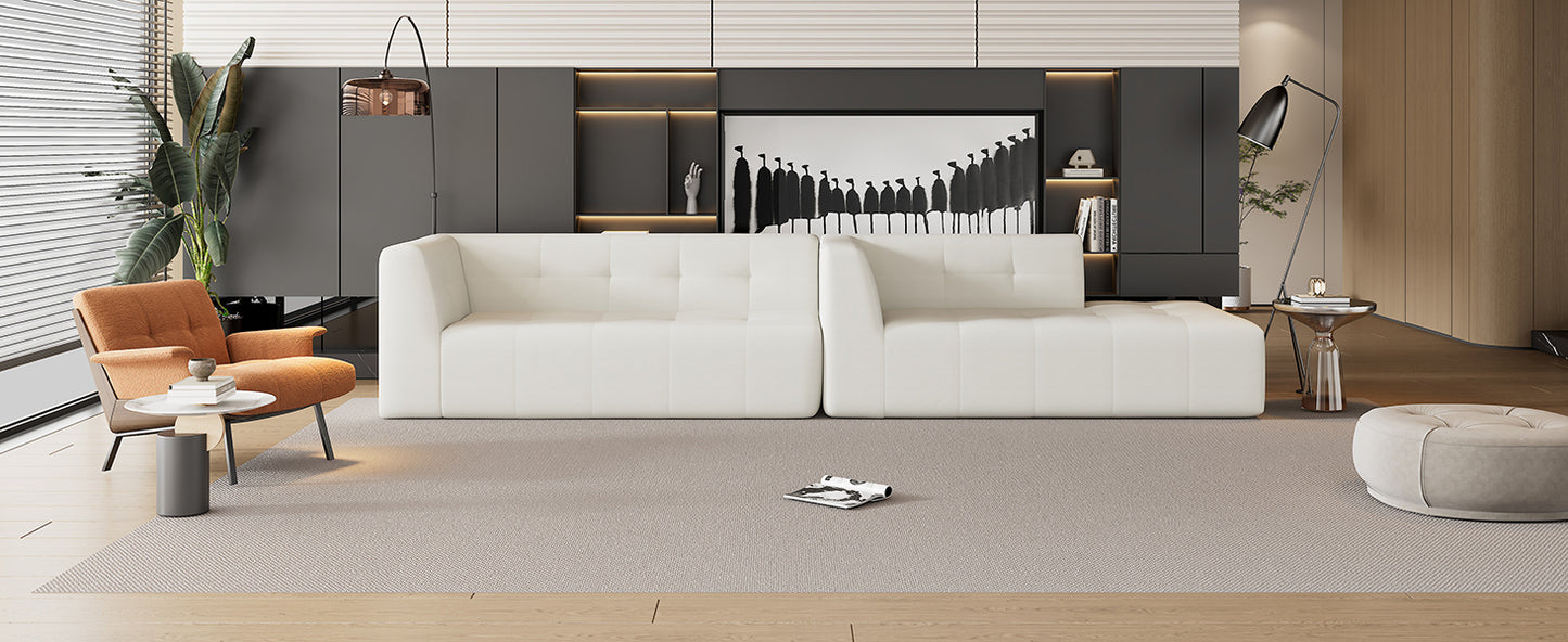 Juego de sofás modulares para sala de estar, 112,2 x 74 pulgadas, sofá minimalista moderno, sofá cama tapizado para sala de estar, dormitorio, combinación de 2 piezas sin computadora, en forma de L, beige