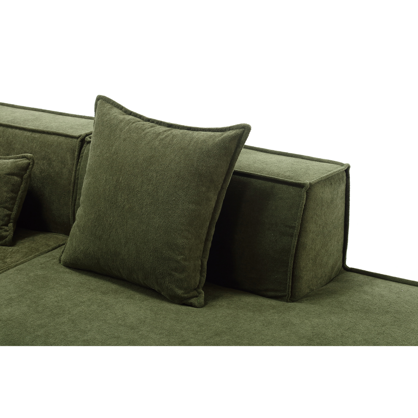 Modular combination  sofa set, modern minimalist sofa, free installation sofa, L-shaped, Italian minimalist tofu block sofa,  Right-Hand Facing,Terrycloth fabric, Green