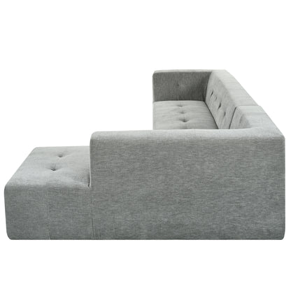 Juego de sofás modulares para sala de estar, 112,2 x 74 pulgadas, sofá minimalista moderno, sofá cama tapizado para sala de estar, dormitorio, combinación de 2 piezas sin computadora, en forma de L, gris claro