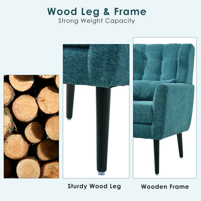Sillón moderno con acento tapizado y relleno de espuma para sala de estar, cómodo sillón de lectura, moderno de mediados de siglo con tela de chenilla, sillón para sala de estar y dormitorio (verde azulado).