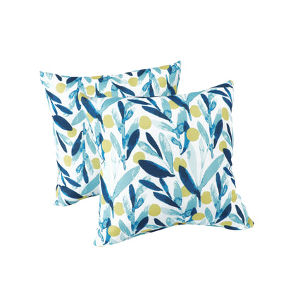2 Pack Outdoor Pillows, Waterproof & Fade-Resistant Patio Cushions for Garden, Porch, Poolside Furniture - Soft & Comfortable Decorative Pillow Covers (18x18 Inch,blue leaf)