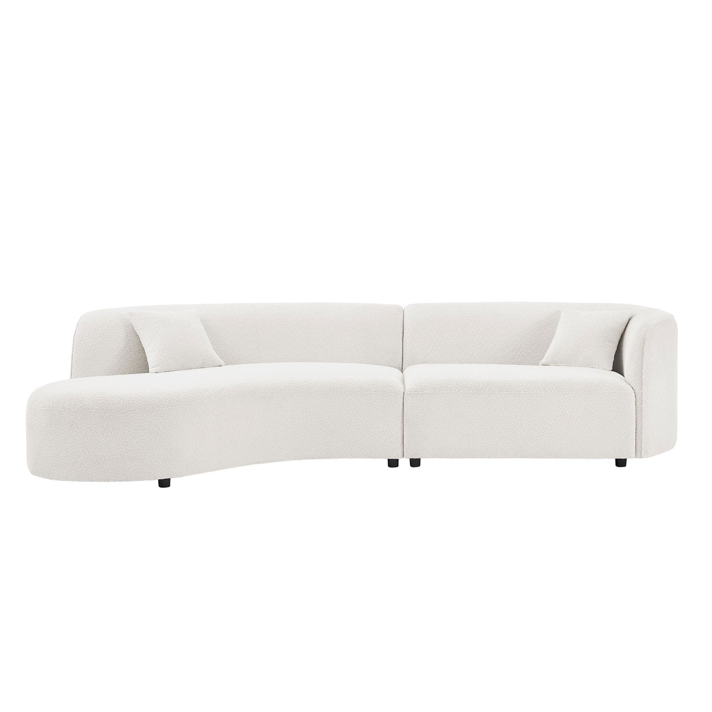 Modern Curved Boucle Sectional Sofa with Chaise – 2-Piece Luxury Upholstered Set, Left-Facing Design