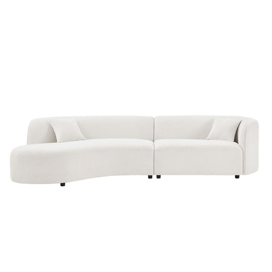 Modern Curved Boucle Sectional Sofa with Chaise – 2-Piece Luxury Upholstered Set, Left-Facing Design