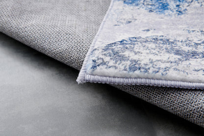 ZARA Collection Abstract Design Silver Blue (3' ft x 2' ft) Machine Washable Super Soft Area Rug