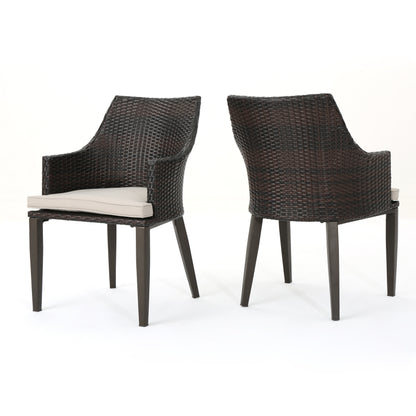 HILLHURST Stylish Outdoor Chair Set with Cushions Brown Rattan and Metal
