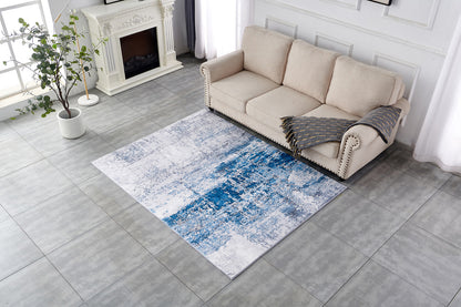ZARA Collection Abstract Design Gray Turquoise (5' ft x 3' ft) Machine Washable Super Soft Area Rug