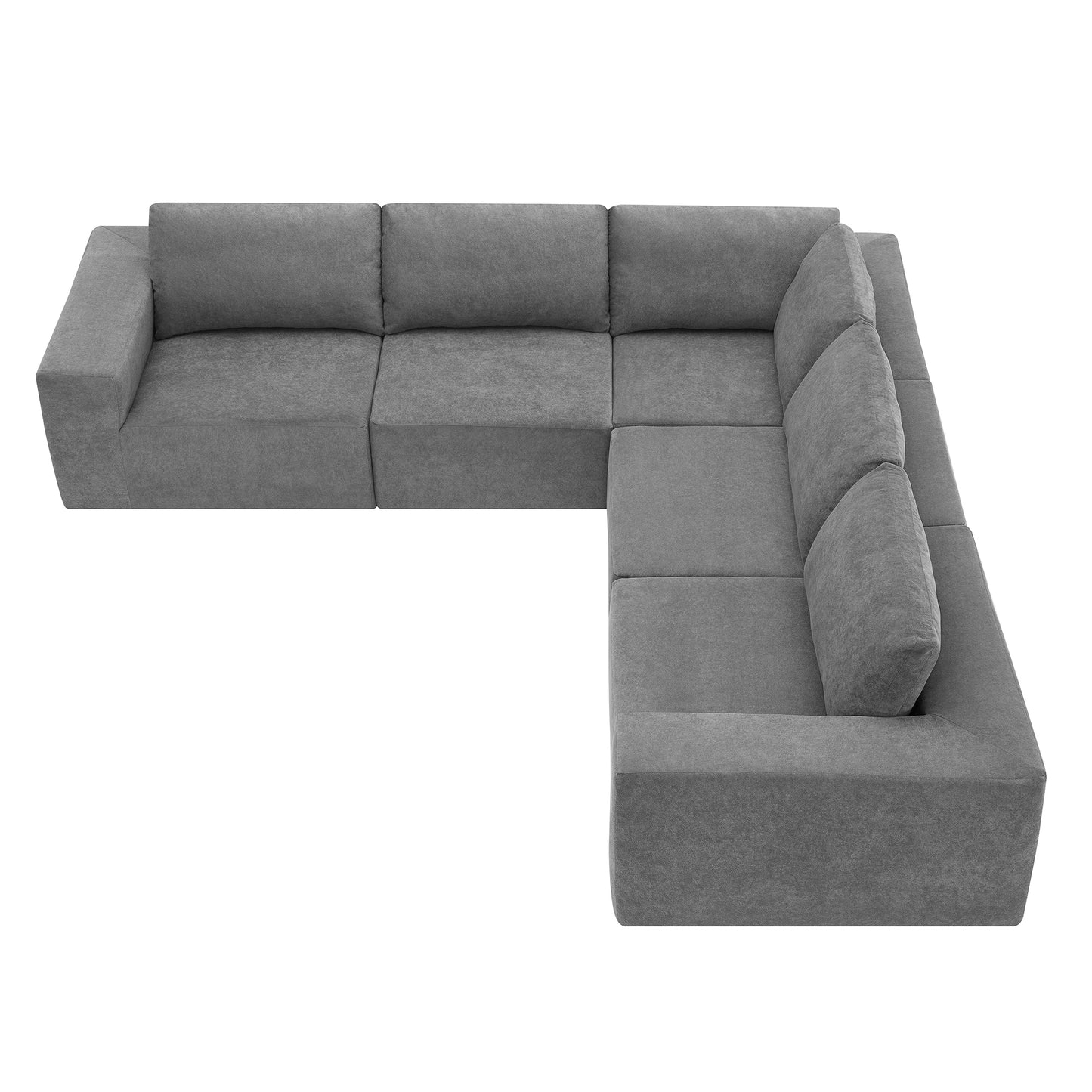 Sofá modular seccional en forma de L de 116 x 116 pulgadas, juego de sofá de piso de lujo, muebles de interior tapizados, sofá de espuma comprimida para sala de estar y dormitorio, combinación de 5 piezas, 3 colores