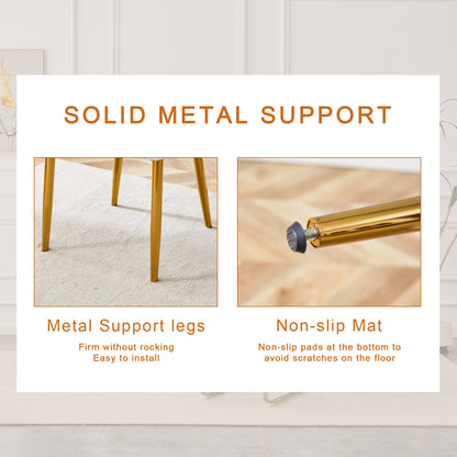 Table and chair set.36 Inch Diameter Modern Luxury Glass Dining Table and Chair Set - Gold Frame, Metal Legs.Two Black PU Chairs with Simple Line Designs On The Backrest.