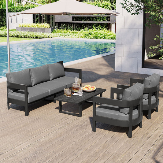 U_STYLE High-Quality Outdoor Seating Set with Thick Cushions for Ultimate Comfort, Perfect for Lawns, Patios, and Poolside