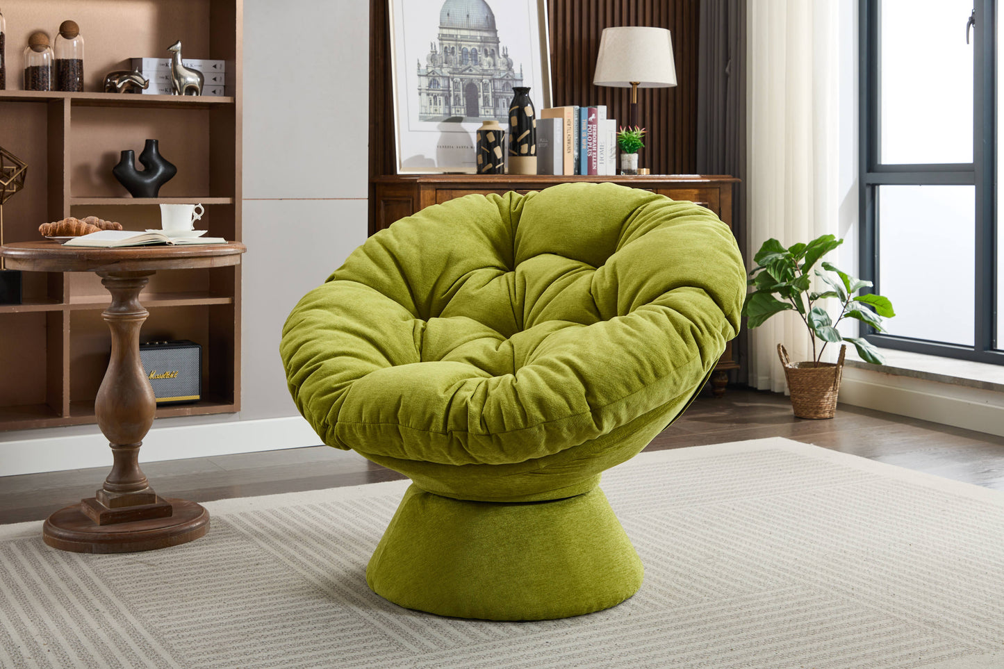 Oversized Swivel Accent Chair, 360 Swivel Barrel Chair, Papasan Chair for Living Room Bedroom
