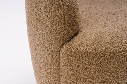 Teddy Fabric Swivel Accent Armchair Barrel Chair With Black Powder Coating Metal Ring,Coffee Brown