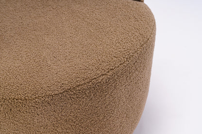 Teddy Fabric Swivel Accent Armchair Barrel Chair With Black Powder Coating Metal Ring,Coffee Brown