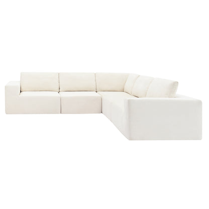 Sofá modular seccional en forma de L de 116 x 116 pulgadas, juego de sofá de piso de lujo, muebles de interior tapizados, sofá de espuma comprimida para sala de estar y dormitorio, combinación de 5 piezas, 3 colores