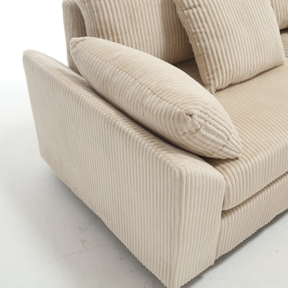 Oversized Modular Sectional Sofa, Convertible Sectional Sofa, Corduroy for Living Room, Beige