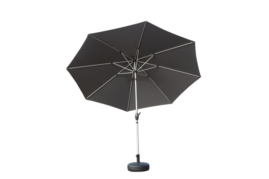 9FT Patio Umbrella, Outdoor Table Umbrella with Push Button Tilt and Crank, UV Protection Waterproof Market Sun Umbrella with 8 Sturdy Ribs for Garden, Deck, Backyard, Pool (Gray)