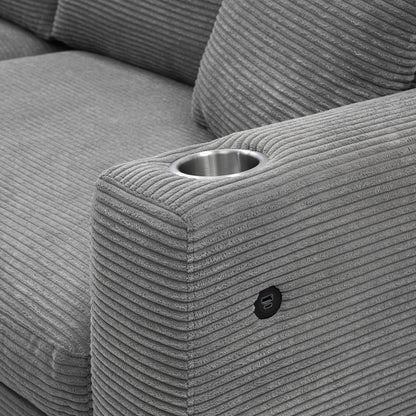 Sofá seccional extragrande de pana de 134 x 54 pulgadas, sofá nube en forma de L con puerto de carga USB, portavasos, sofá cama profundo con chaise longue de 50 pulgadas, cómodo mueble de interior para sala de estar, 3 colores