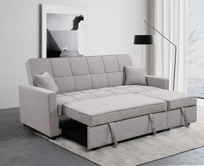83' Oversized Upholstered Sofa Bed W/Pull Out Couch Bed & Adjustable Backrest,3 Seaters Sofa & Couch Convertible Sleep Sofabed for Home Apartment Living Room,Light Gray