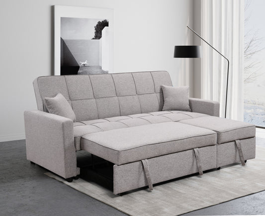 83' Oversized Upholstered Sofa Bed W/Pull Out Couch Bed & Adjustable Backrest,3 Seaters Sofa & Couch Convertible Sleep Sofabed for Home Apartment Living Room,Light Gray