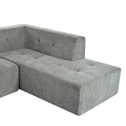 Juego de sofás modulares para sala de estar, 112,2 x 74 pulgadas, sofá minimalista moderno, sofá cama tapizado para sala de estar, dormitorio, combinación de 2 piezas sin computadora, en forma de L, gris claro