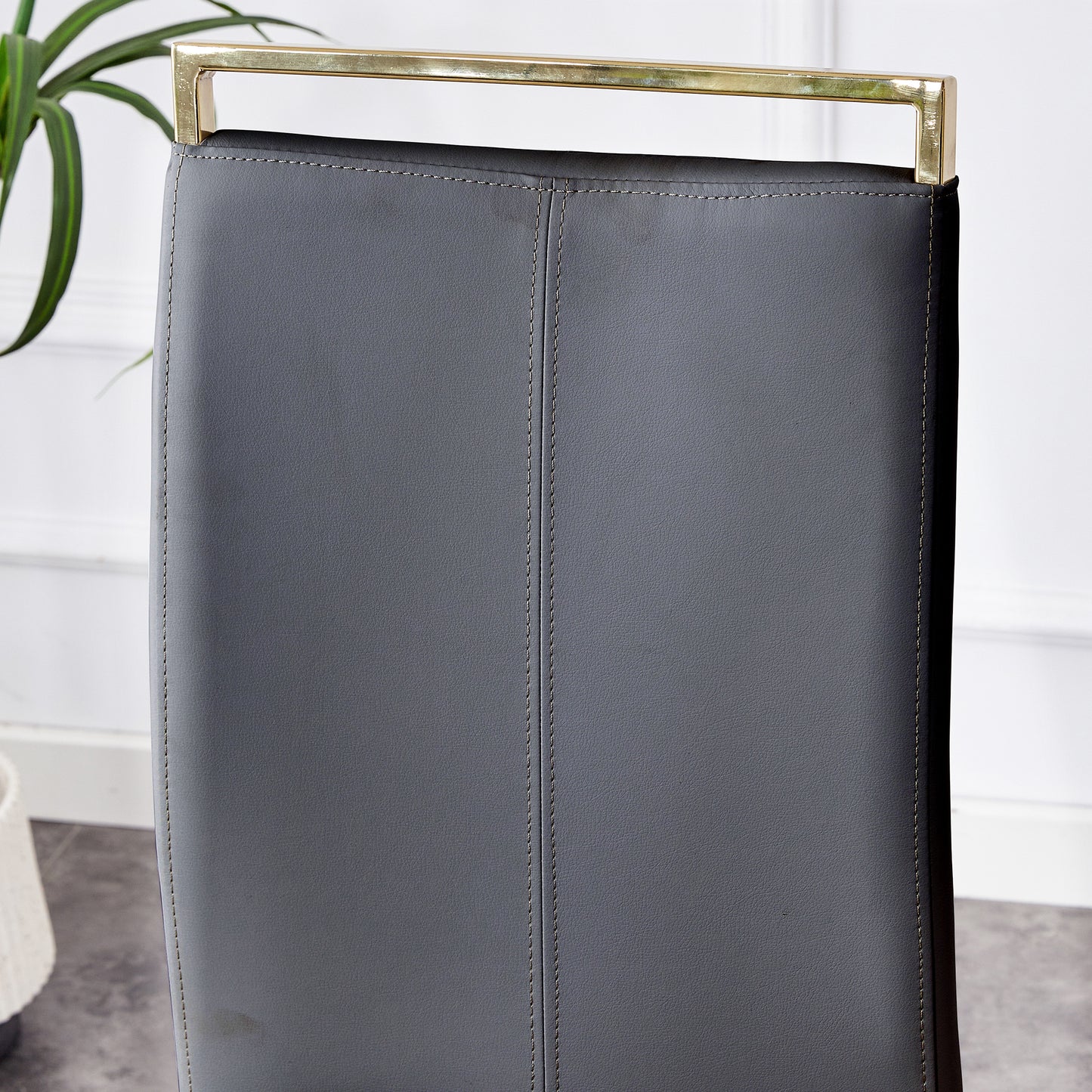 Table and chair set,Modern rectangular table with 0.4 inch black patterned tabletop and gold legs, suitable for kitchen, dining room, and living room , Comfortable PU seats,perfect for dinner, meet