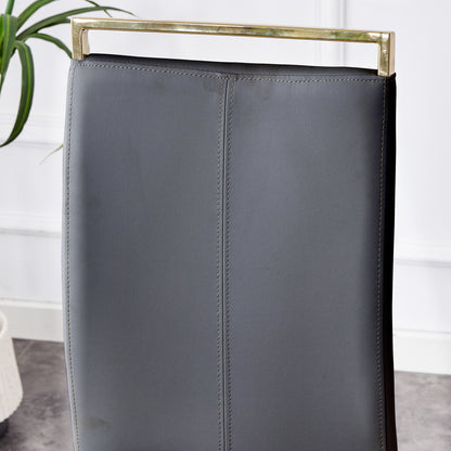 Table and chair set,Modern rectangular table with 0.4 inch black patterned tabletop and gold legs, suitable for kitchen, dining room, and living room , Comfortable PU seats,perfect for dinner, meet